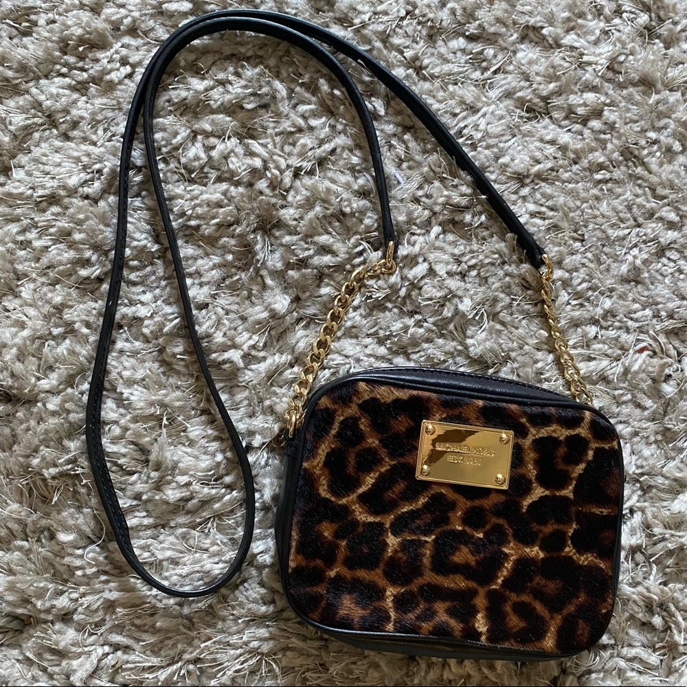 Michael Kora leopard crossbody purse
